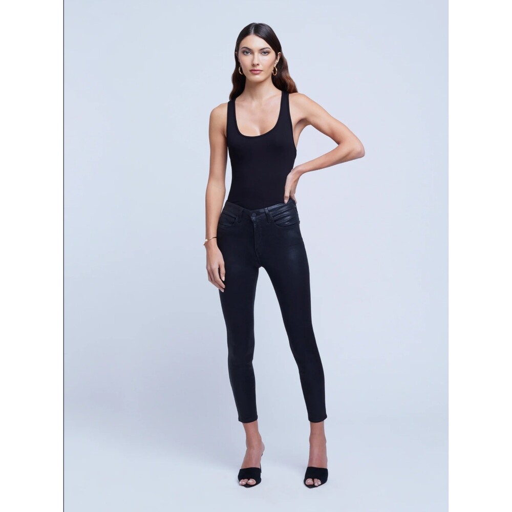 L'agence Margot Black Coated Jean Pants Womens Skinny Size 28 Ankle